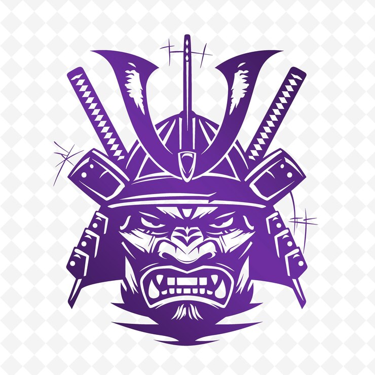 PSD samurai warlord mon logo z katanami i maskami dla decorati kreatywne projekty wektorowe plemienne