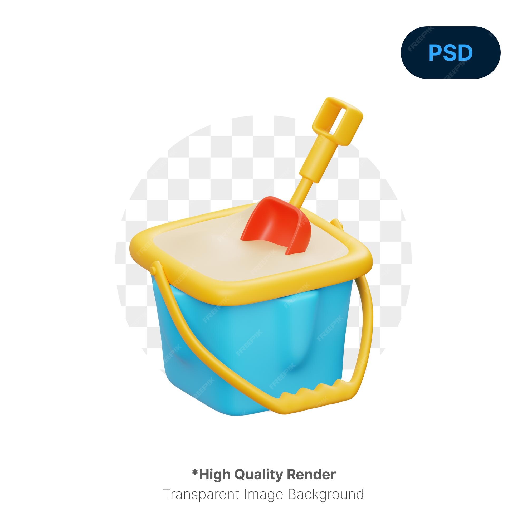 Premium PSD  Sand bucket in 3d rendered graphic