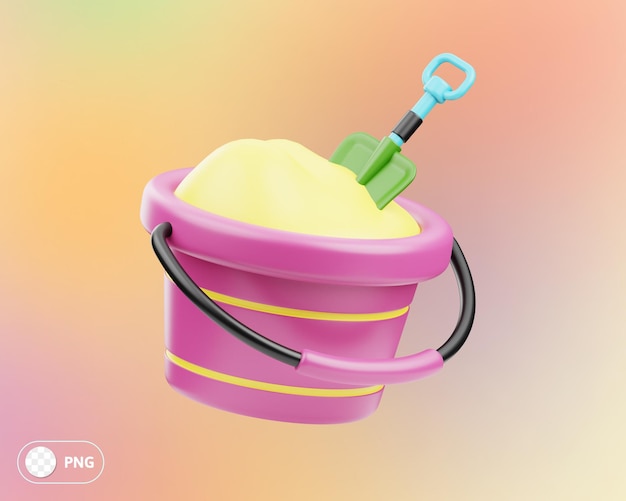 PSD sand bucket 3d illustration