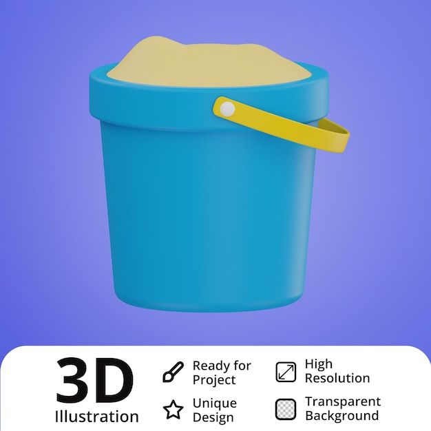 Sand bucket 3d illustration