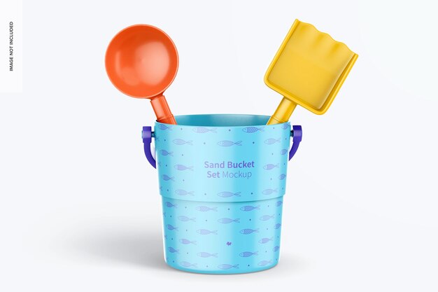 PSD sand bucket set mockup, front view