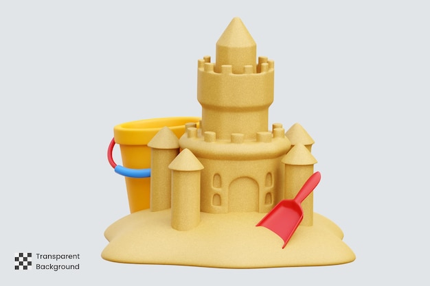 Illustrazioni di icone 3D del castello di sabbia