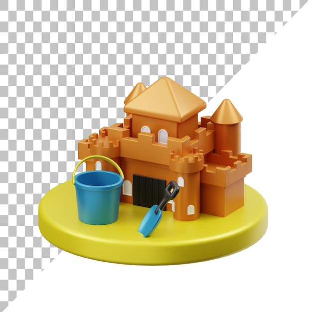 PSD sand castle 3d illustration