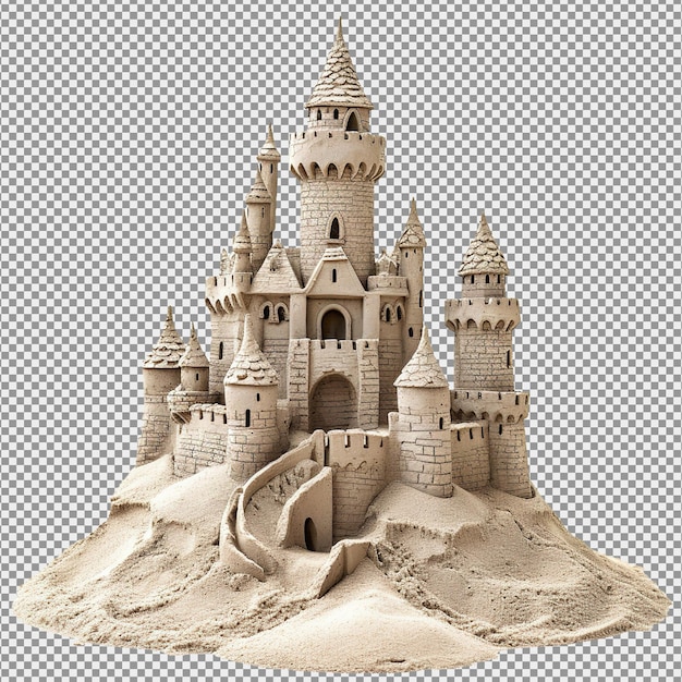 PSD sand castle on white background