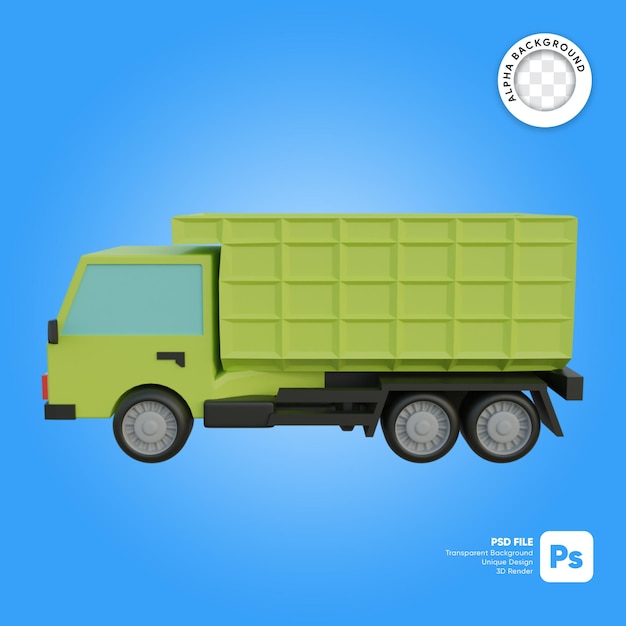 PSD sand truck or dump truck side view 3d object