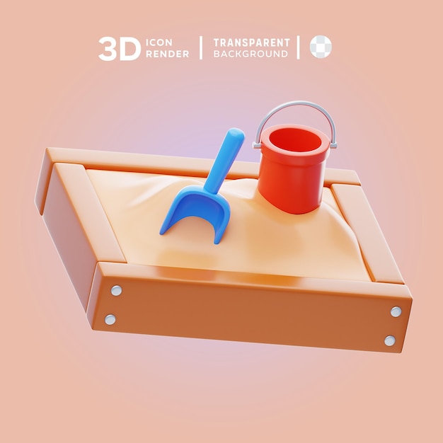 PSD Рендеринг 3d-иллюстрации в песочнице