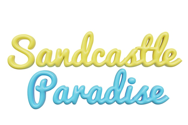 PSD sandcastle paradise 3d lettering