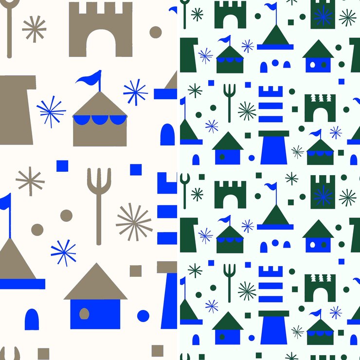 PSD sandcastle with bucket and shovel shapes and playful design illustration vector pattern designs