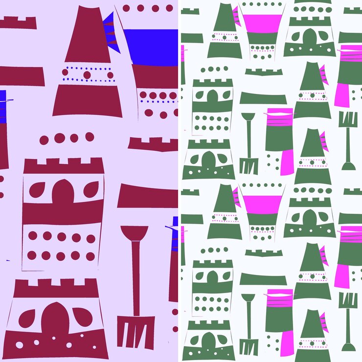PSD sandcastle with bucket and shovel shapes and playful design illustration vector pattern designs