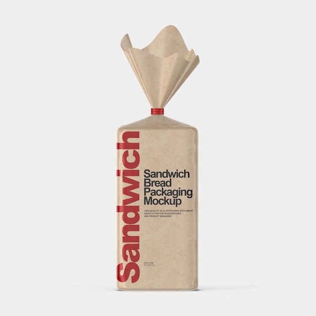 PSD sandwich bread kraft packaging mockup