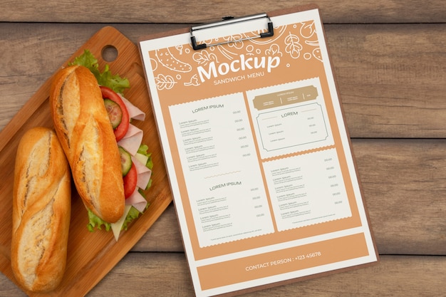 PSD sandwich menu mockup design