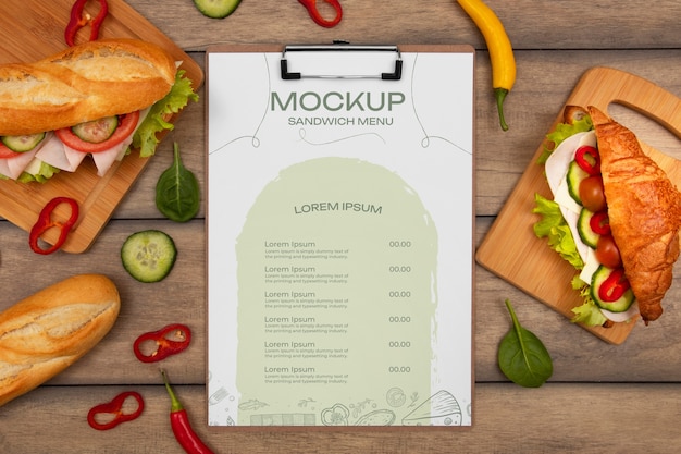 Sandwich menu mockup ontwerp