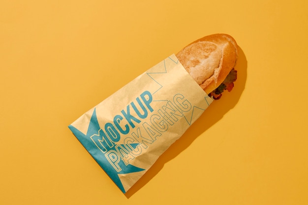 PSD Модель натюрморта упаковки сэндвича