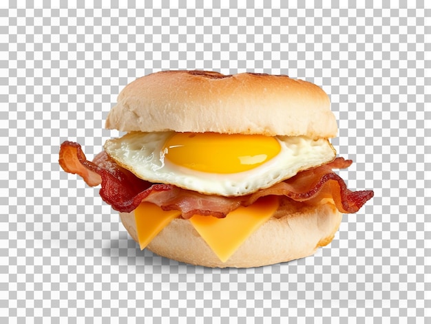 Sandwich with bacon cheese and egg isolated on transparent or white background png