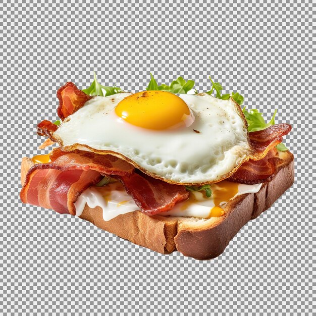 Sandwich with bacon cheese and egg on a transparent background