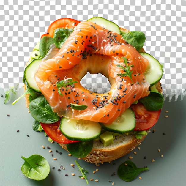 PSD a sandwich with a bagel and tomatoes on it