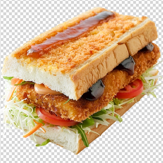 PSD sandwich with chicken cheese and vegetables isolated on transparent background