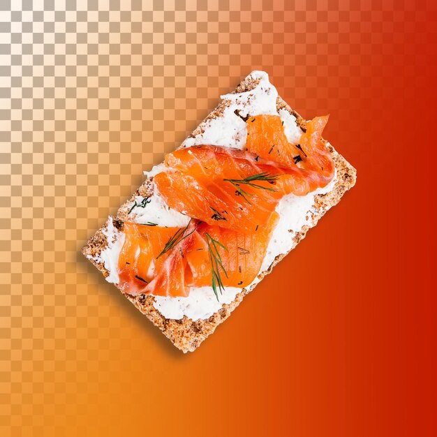 Sandwich with salmon fillet isolated on transparent background