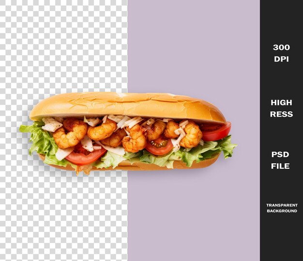 PSD a sandwich with shrimp and shrimp on it