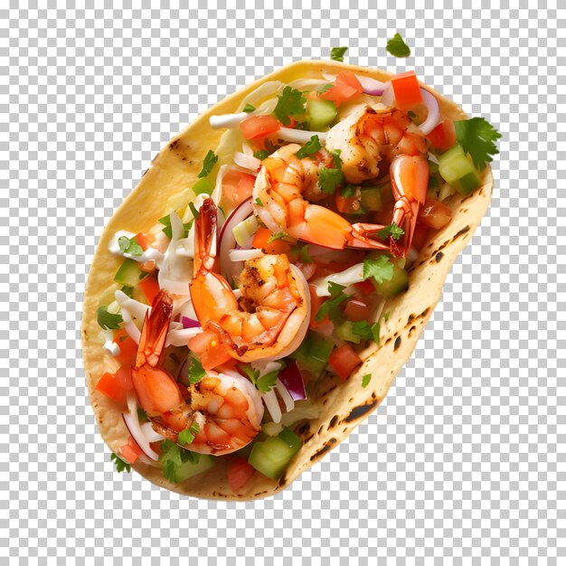 PSD sandwich with shrimps and vegetables isolated on transparent background