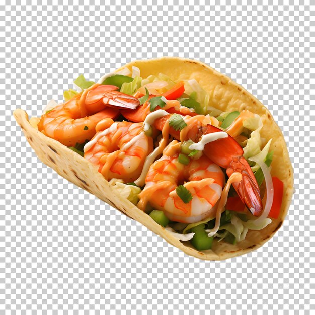 Sandwich with shrimps and vegetables isolated on transparent background