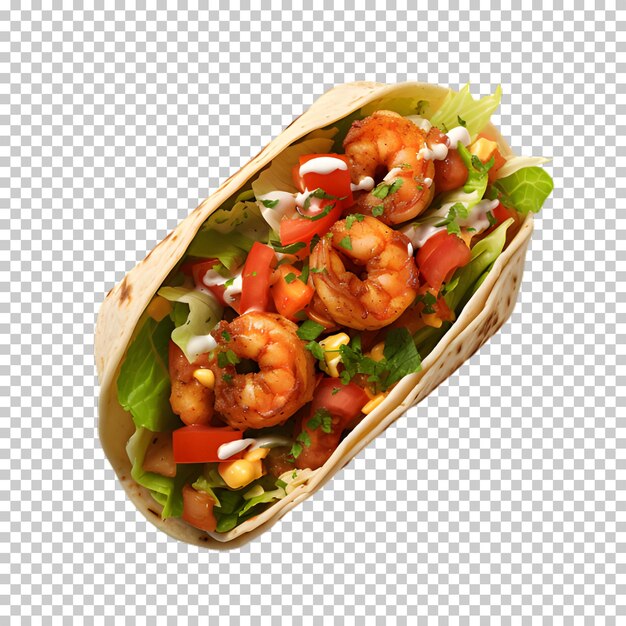 PSD sandwich with shrimps and vegetables isolated on transparent background