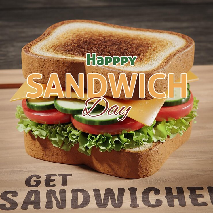PSD a sandwich with the words quot happy day quot on it