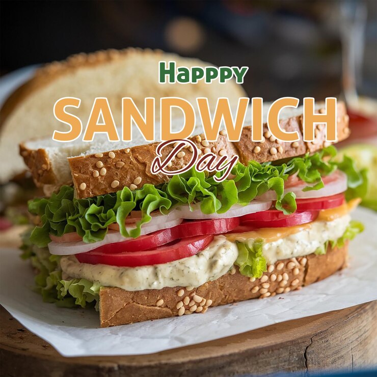 PSD a sandwich with the words happy day on it