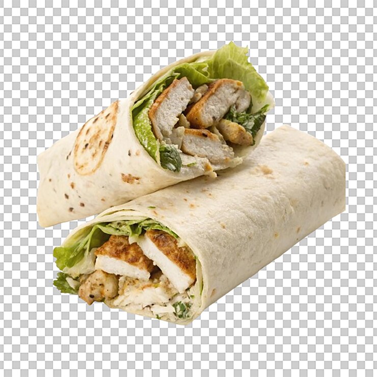 PSD sandwich wrap with grilled chicken lettuce and caesar dressing