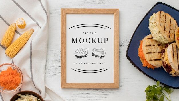 sandwiches in plate mock-up top view