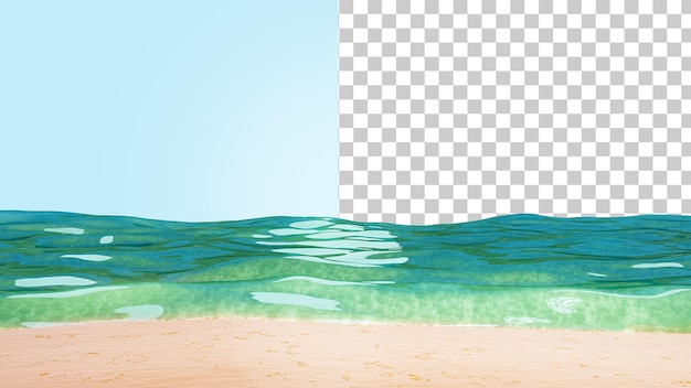 sandy beach and ocean waves realistic texture of sand and sea coastline seashore 3d render