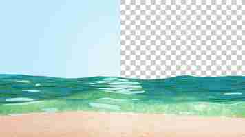 PSD sandy beach and ocean waves realistic texture of sand and sea coastline seashore 3d render