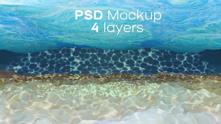 PSD sandy ocean floor seabed 3d render concept of travel vacation and diving