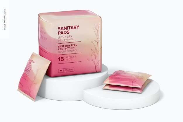 Sanitary pads mockup, perspective