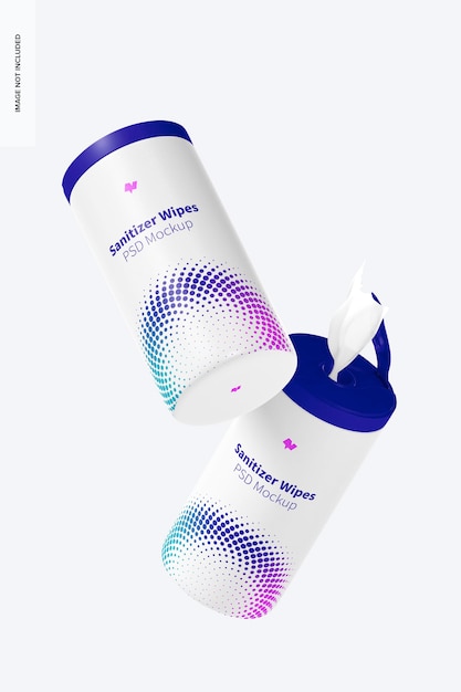 Sanitizer Wipes Canisters Mockup, Falling