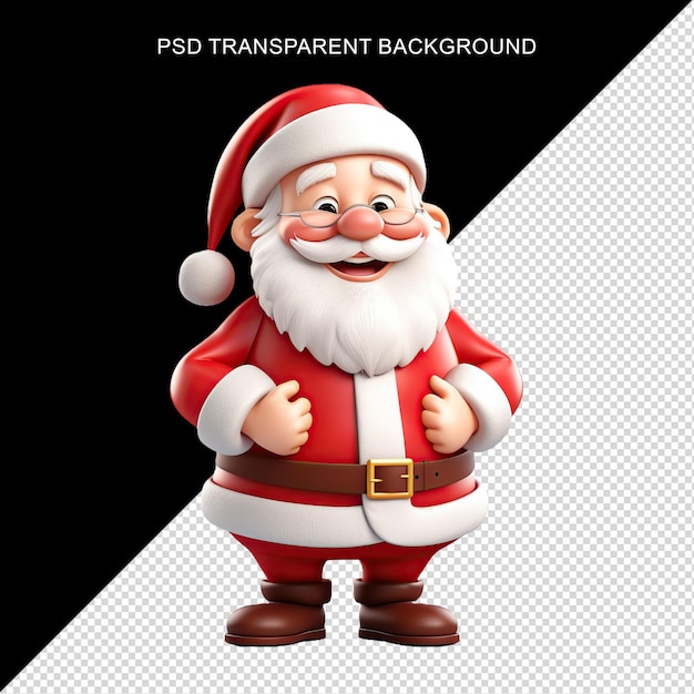 PSD santa claus 3d render with a transparent background in psd