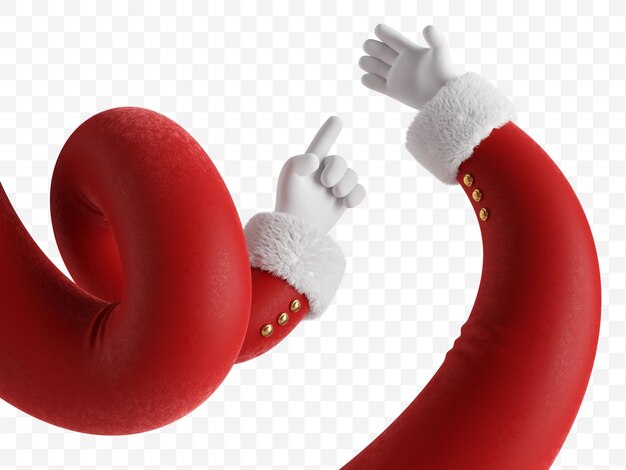 Santa Claus cartoon character flexible spiral hands wear red sleeves and white gloves