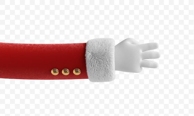 Le dita della mano del personaggio dei cartoni animati di babbo natale mostrano il numero tre