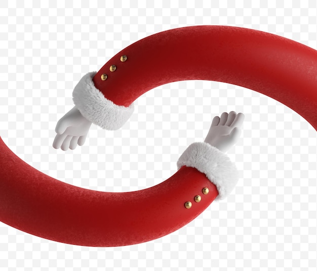 Santa Claus cartoon character hands wear red sleeves and white gloves