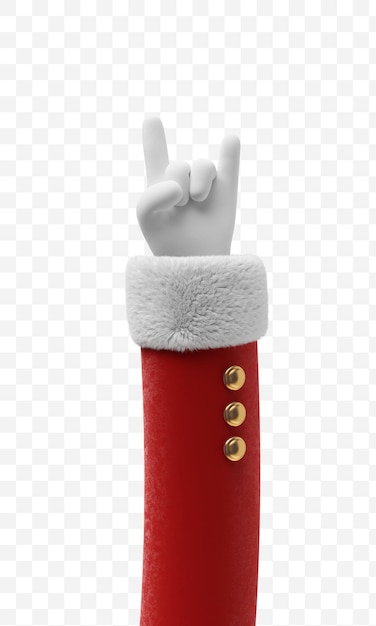 PSD santa claus cartoon character hands wear red sleeves and white gloves