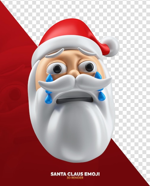 Emoji di babbo natale che piangono in 3d