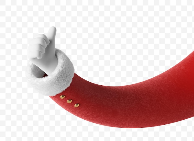 Santa Claus hand shows thumb up and like gesture