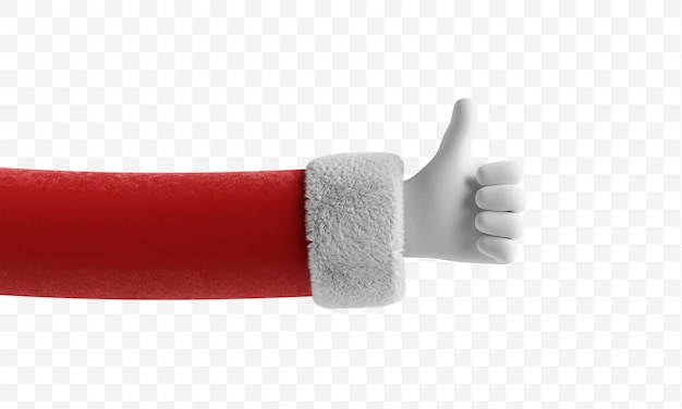 Santa Claus hand shows thumb up and like gesture