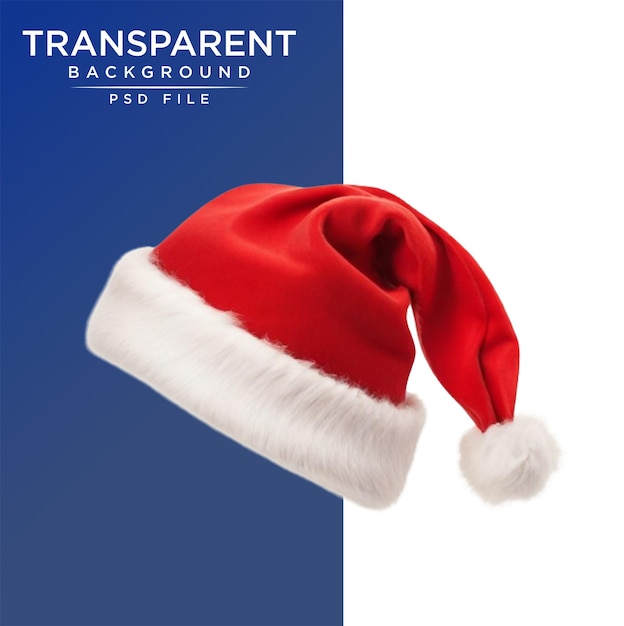 Santa claus hat or christmas red cap isolated on transparent background