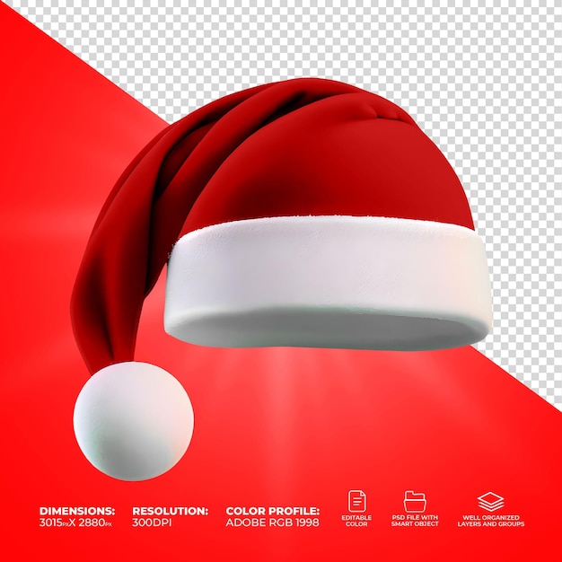 PSD santa claus hat illustration 3d