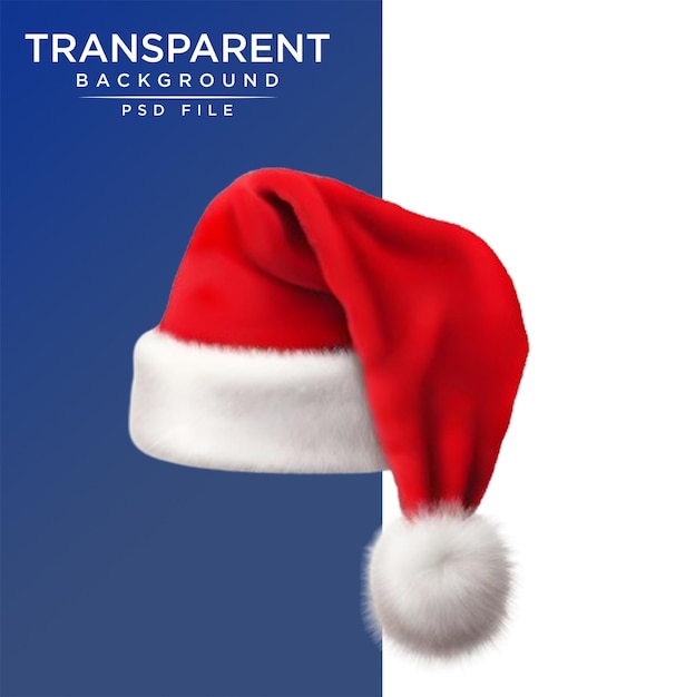 PSD 透明な背景に隔離されたサンタクロースの帽子またはクリスマスの赤いキャップ