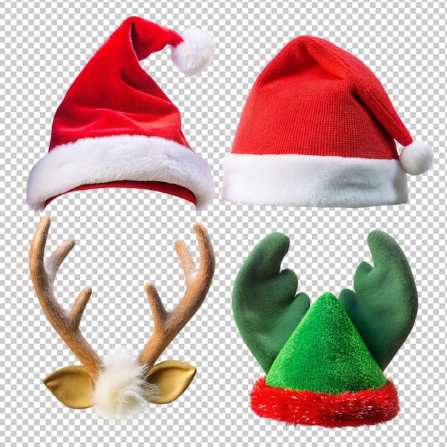 PSD santa claus hat set on transparent background