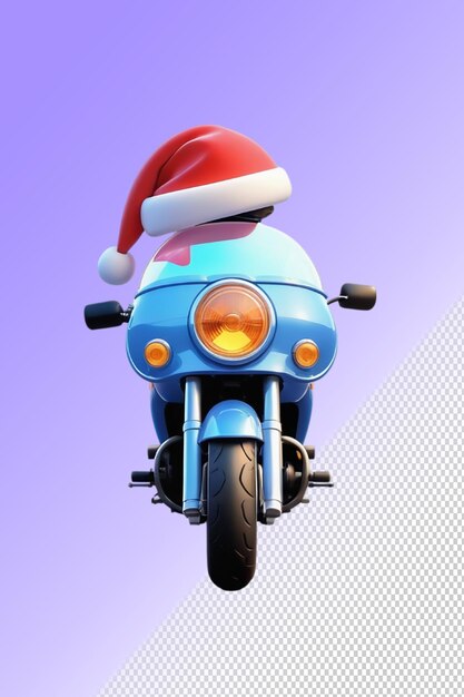 PSD a santa claus is riding a motorcycle with a santa hat on it