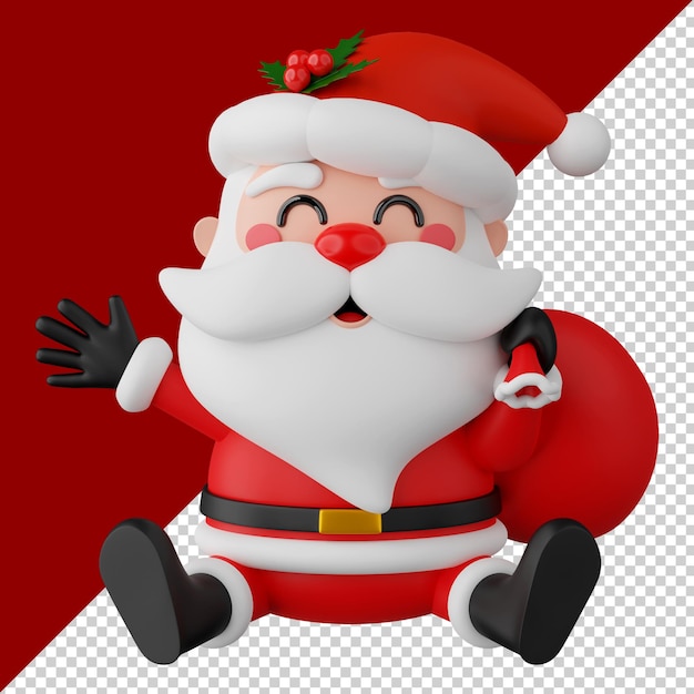 Rendering 3d isolato di babbo natale