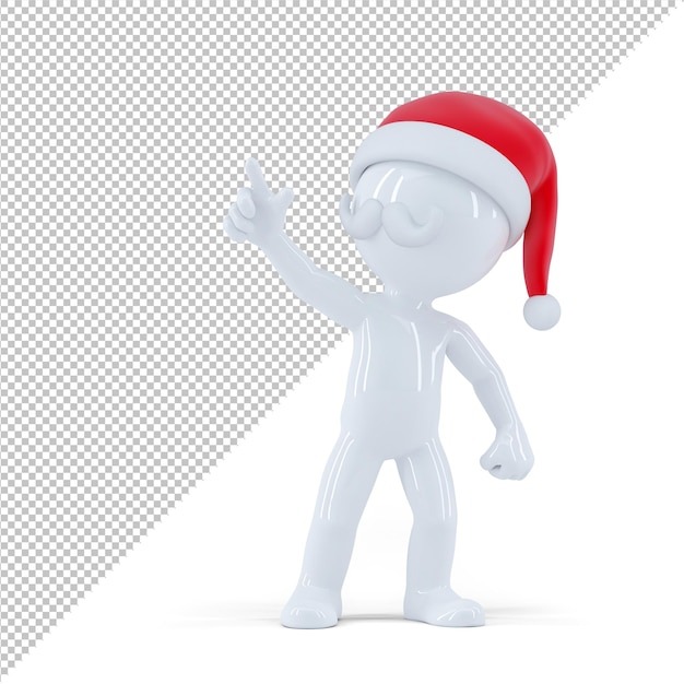 Санта-Клаус указывая на что-то. Изолированные на белом фоне. 3D-рендеринг